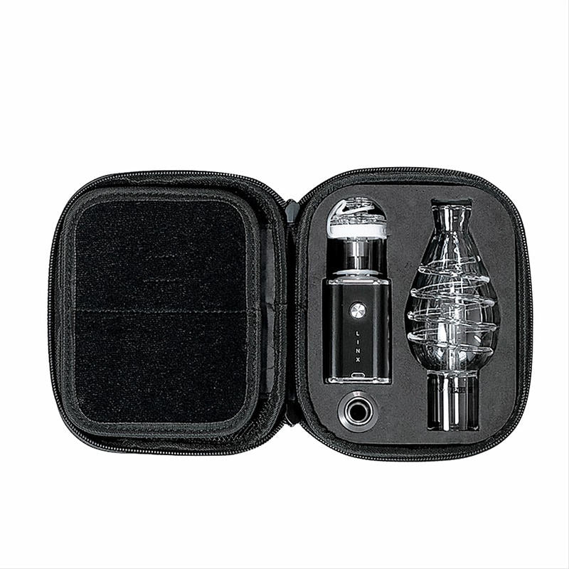 Linx Apollo E nail and Portable Dab Rig in Dab Rig Kit Carrying case on White Background