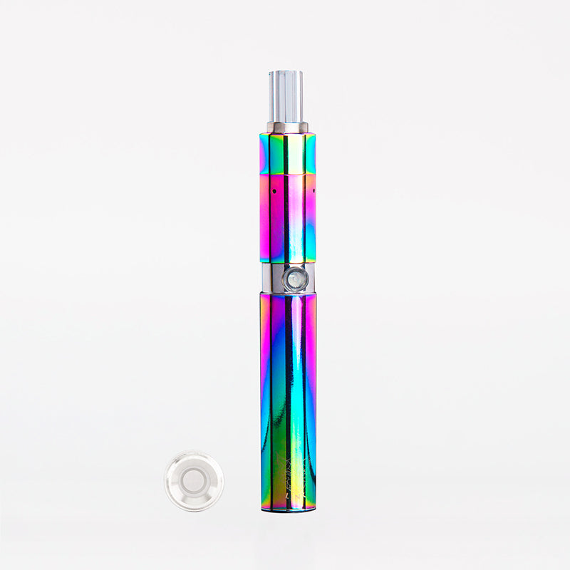 Linx Hypnos Zero Concentrate Vaporizer Iridescent or Rainbow Color With a 510-threaded  Battery and Ceramic Atomizer on white background