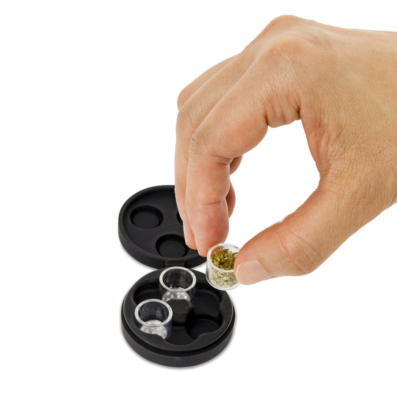 Prefilled dosing capsule and drop the cup in the vape